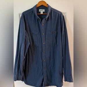 Duluth Trading Co Flannel Shirt 2XL Tall Slim Fit Blue Heather Workwear Cotton